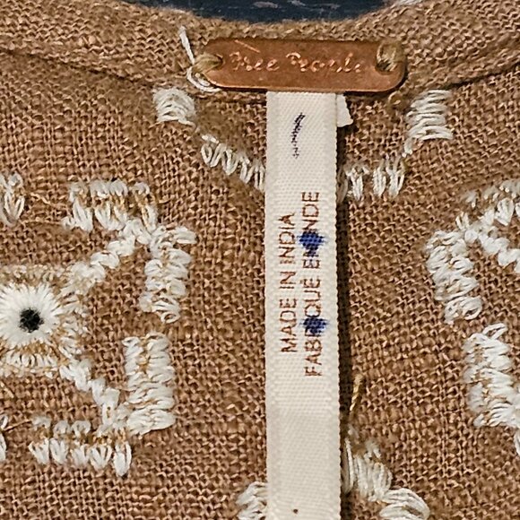 New Free People✨Joni Embroidered Top - Tan NWOT size XL MSRP $148 - Picture 10 of 12
